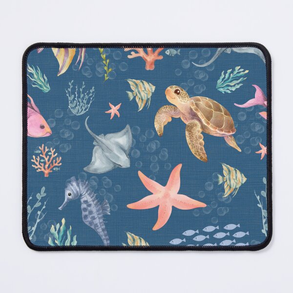 Item preview, Watercolor Ocean Life Textured Dark Azure designed and sold by KSimpson838.