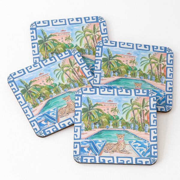 Item preview, Cheetah in Palm Royale swimming pool designed and sold by SophieClimaArt.