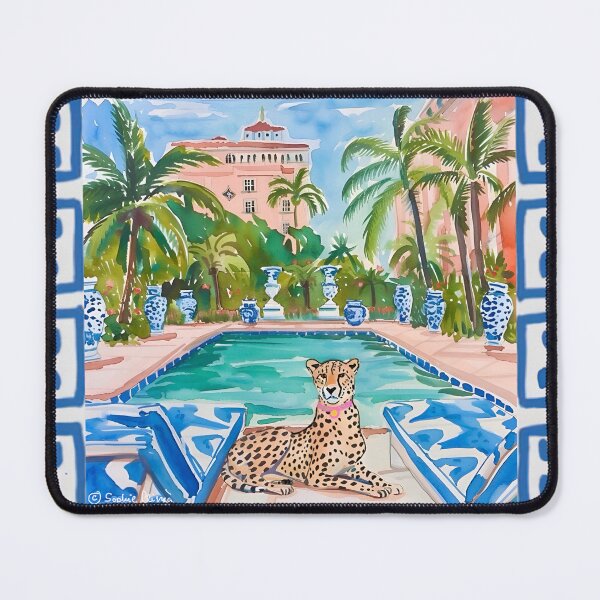Item preview, Cheetah in Palm Royale swimming pool designed and sold by SophieClimaArt.
