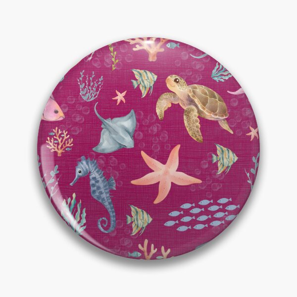 Item preview, Watercolor Ocean Life Textured Dark Pink designed and sold by KSimpson838.