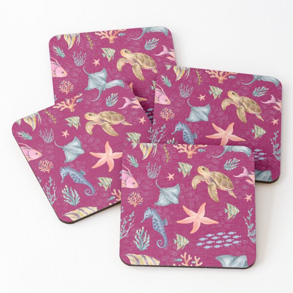 Item preview, Watercolor Ocean Life Textured Dark Pink designed and sold by KSimpson838.