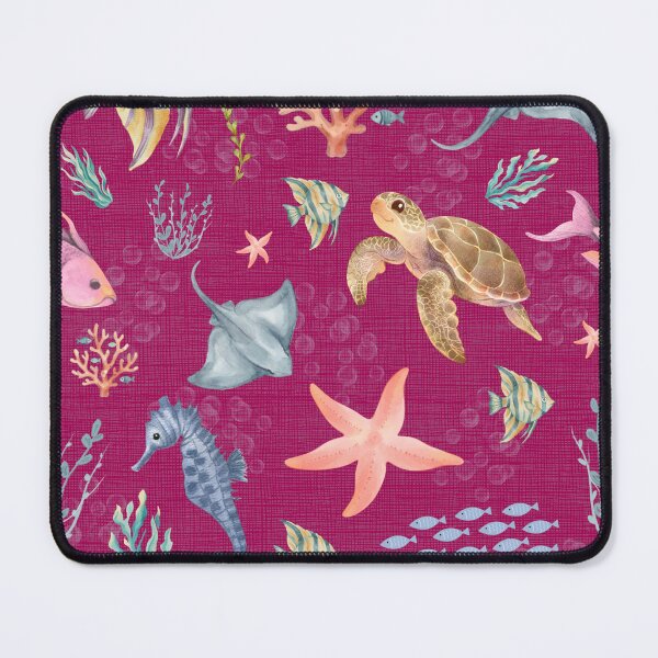 Item preview, Watercolor Ocean Life Textured Dark Pink designed and sold by KSimpson838.