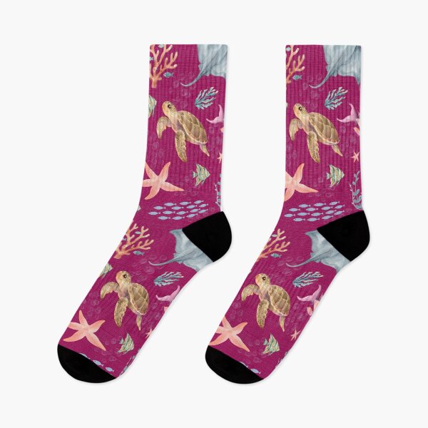 Item preview, Watercolor Ocean Life Textured Dark Pink designed and sold by KSimpson838.