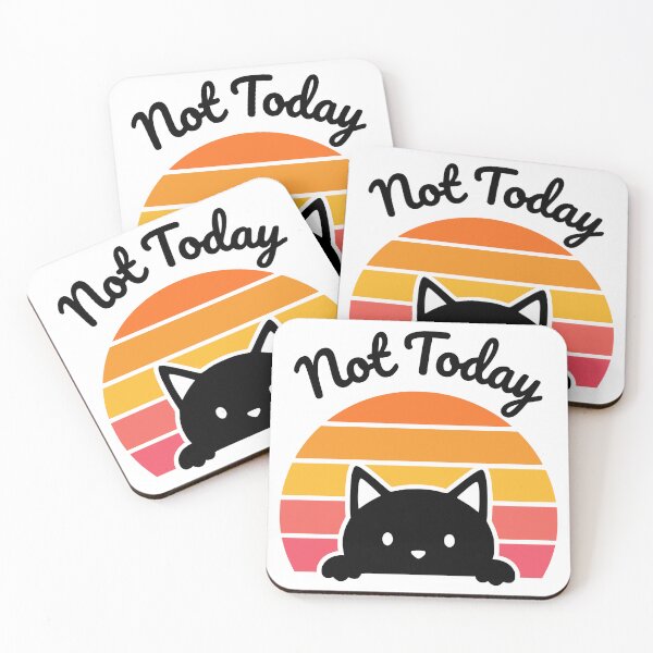 Item preview, Not Today Funny Black Cat Retro Sunset designed and sold by Imaginationbeyond.