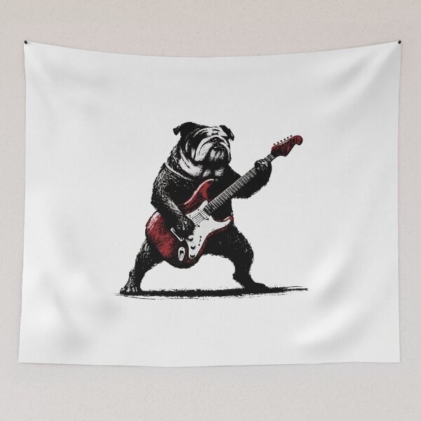 Item preview, Bulldog Rock Star Guitar Player Vintage Tee designed and sold by SoyLamderma.