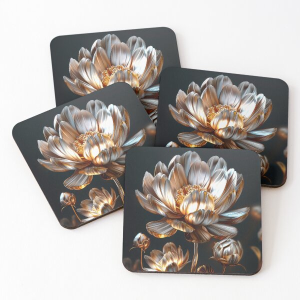Item preview, Silver and Gold Peony on Dark Background | Elegant  Floral Art designed and sold by MargaretWiktor.