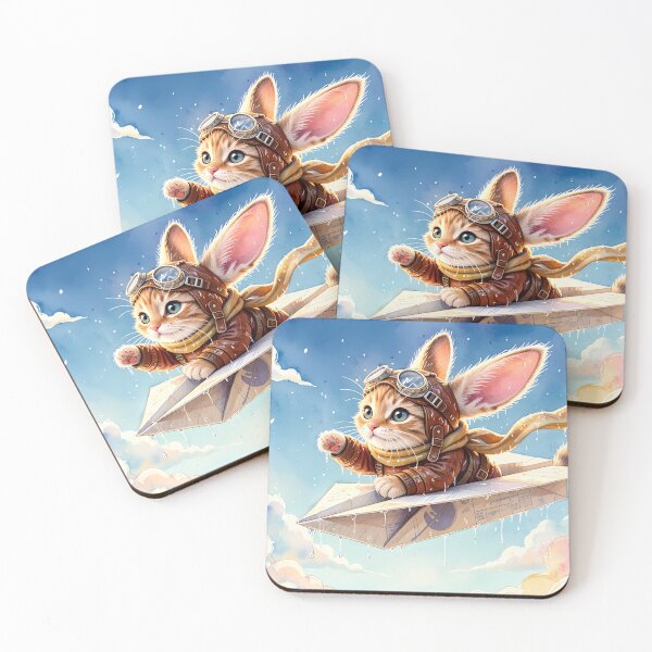 Item preview, Cute Aviator Cat Flying Paper Airplane designed and sold by M-Y-A-R-T-.