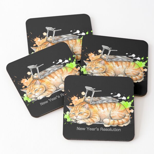Item preview, New Year’s Resolution – Lazy Cat Treadmill Illustration designed and sold by SoulPT.