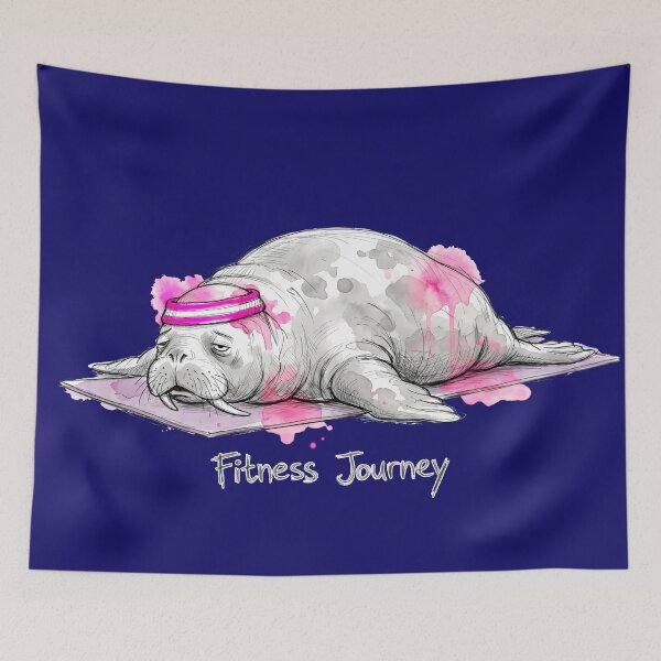 Item preview, Fitness Journey: The Exhausted Walrus Yoga Illustration designed and sold by SoulPT.