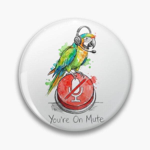 Item preview, You're On Mute: The Paradoxical Parrot Remote Work Illustration designed and sold by SoulPT.