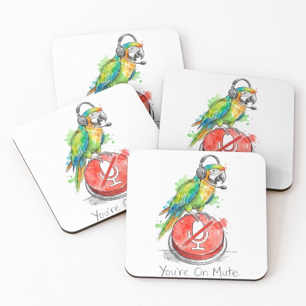 Item preview, You're On Mute: The Paradoxical Parrot Remote Work Illustration designed and sold by SoulPT.