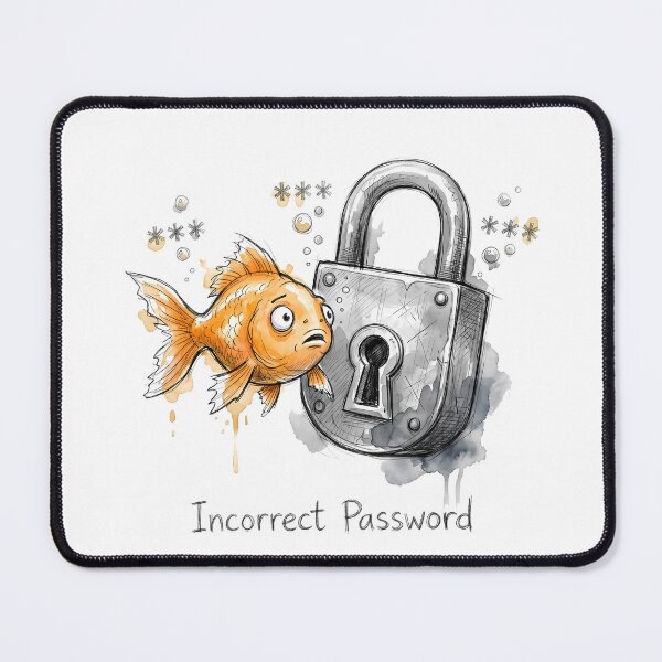 Item preview, Incorrect Password: The Goldfish Memory Cybersecurity Satire designed and sold by SoulPT.