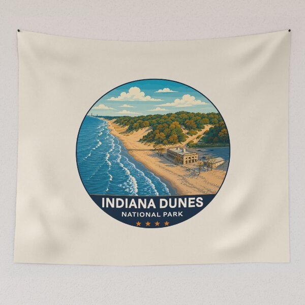 Item preview, Indiana Dunes National Park Retro Lakeshore designed and sold by Gideon Emmerich.