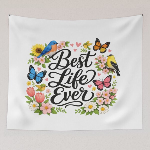 Item preview, Best Life Ever Item with Flowers Birds & Butterflies  designed and sold by WinnifredH.