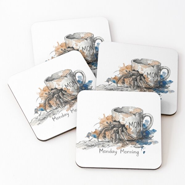 Item preview, Monday Morning: The Caffeine Hermit Crab Surreal Art designed and sold by SoulPT.