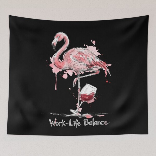 Item preview, Precarious Pink: The Wine-Balancing Flamingo Art designed and sold by SoulPT.