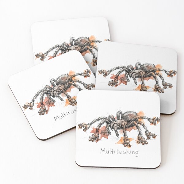 Item preview, Multitasking: The Roller Skating Spider Surreal Illustration designed and sold by SoulPT.