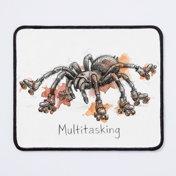 Item preview, Multitasking: The Roller Skating Spider Surreal Illustration designed and sold by SoulPT.