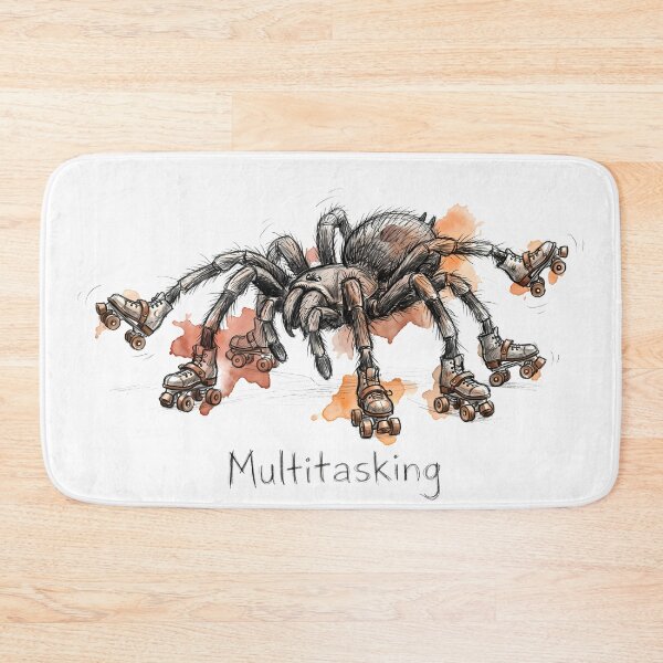 Item preview, Multitasking: The Roller Skating Spider Surreal Illustration designed and sold by SoulPT.