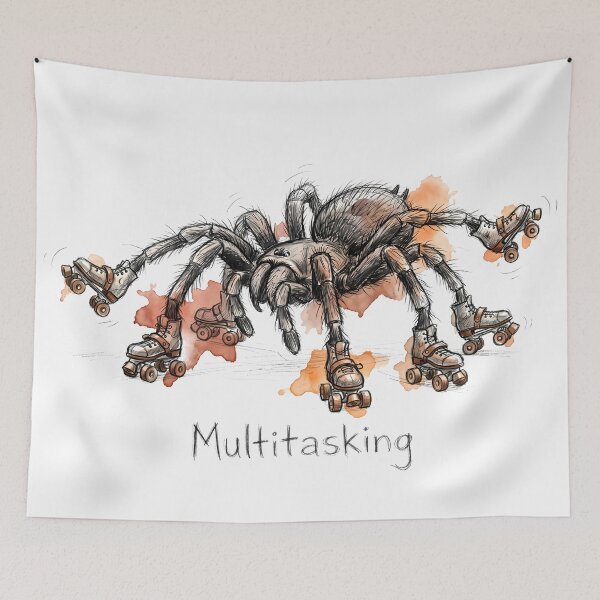 Item preview, Multitasking: The Roller Skating Spider Surreal Illustration designed and sold by SoulPT.