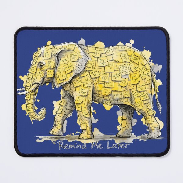 Item preview, Remind Me Later: The Overwhelmed Sticky Note Elephant Illustration designed and sold by SoulPT.