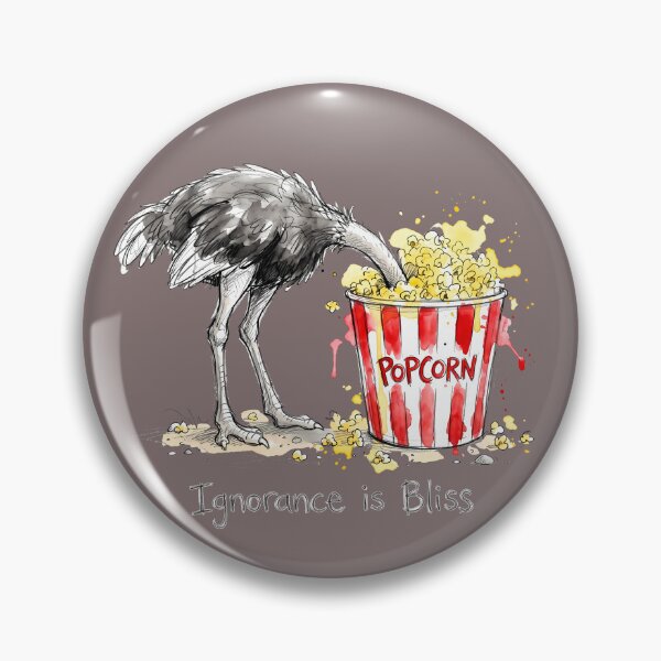 Item preview, Ignorance is Bliss: The Popcorn Ostrich Illustration designed and sold by SoulPT.