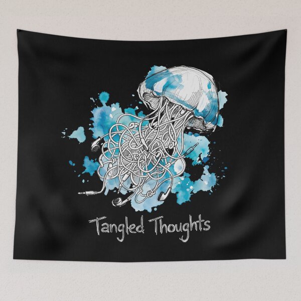 Item preview, Tangled Thoughts: Surreal Jellyfish Earphone Illustration designed and sold by SoulPT.