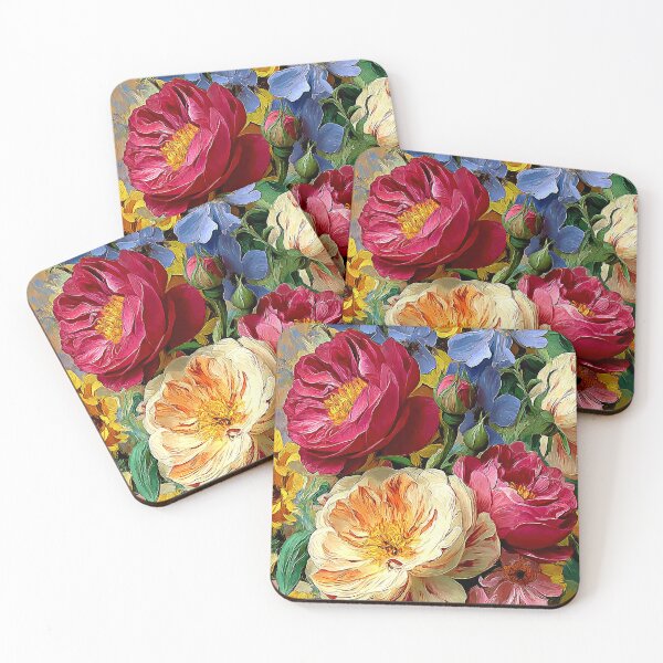 Item preview, Colorful Floral Oil Painting Peonies Roses Bouquet Wall Art Print designed and sold by Artistic Gift Print.