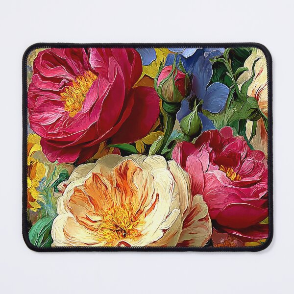 Item preview, Colorful Floral Oil Painting Peonies Roses Bouquet Wall Art Print designed and sold by Artistic Gift Print.