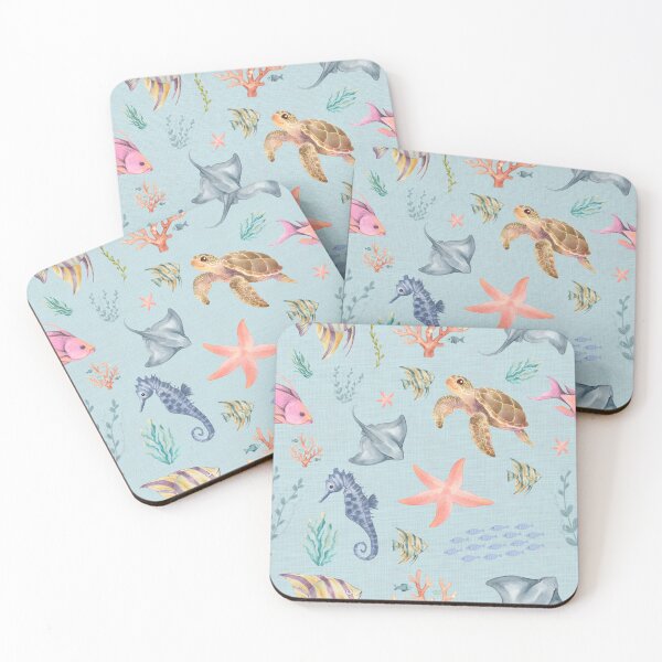 Item preview, Watercolor Ocean Life Textured Pastel Blue designed and sold by KSimpson838.