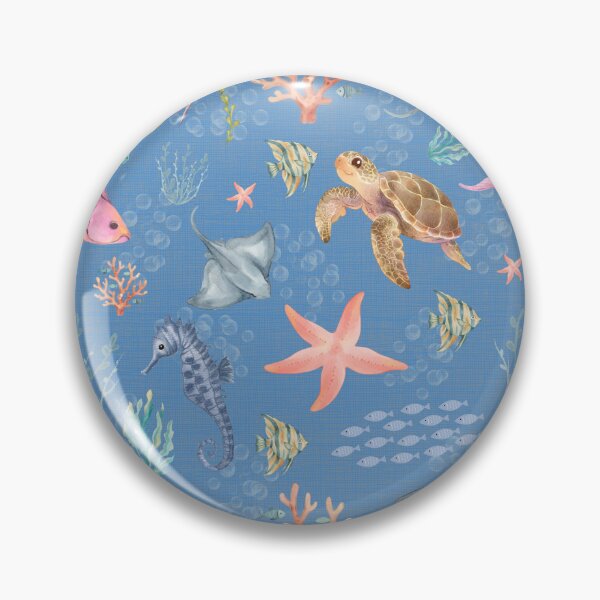 Item preview, Watercolor Ocean Life Textured Medium Blue designed and sold by KSimpson838.