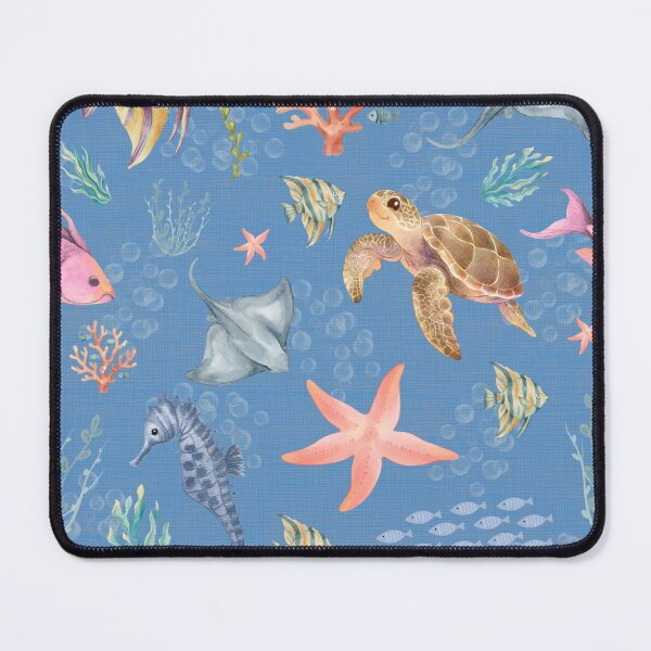 Item preview, Watercolor Ocean Life Textured Medium Blue designed and sold by KSimpson838.
