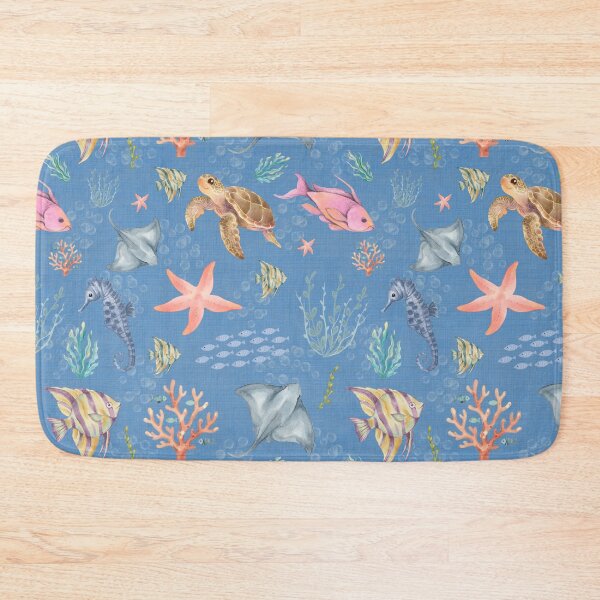 Item preview, Watercolor Ocean Life Textured Medium Blue designed and sold by KSimpson838.
