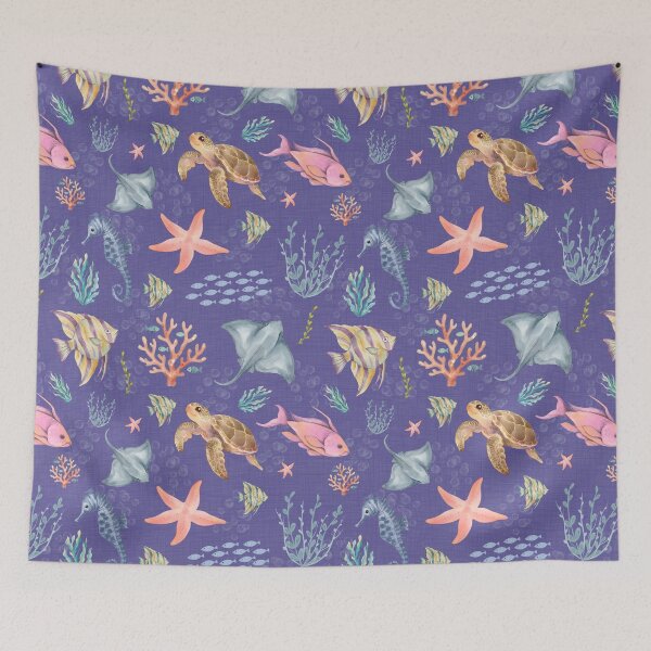 Item preview, Watercolor Ocean Life Textured Medium Purple designed and sold by KSimpson838.
