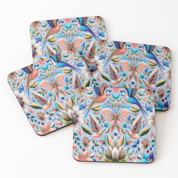 Item preview, Vibrant Mexican embroidery birds flowers butterfly designed and sold by BriSher.