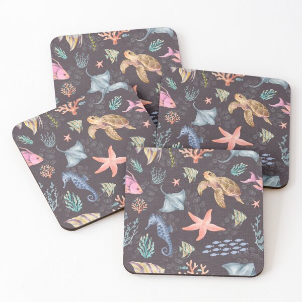 Item preview, Watercolor Ocean Life Textured Dark Brown designed and sold by KSimpson838.
