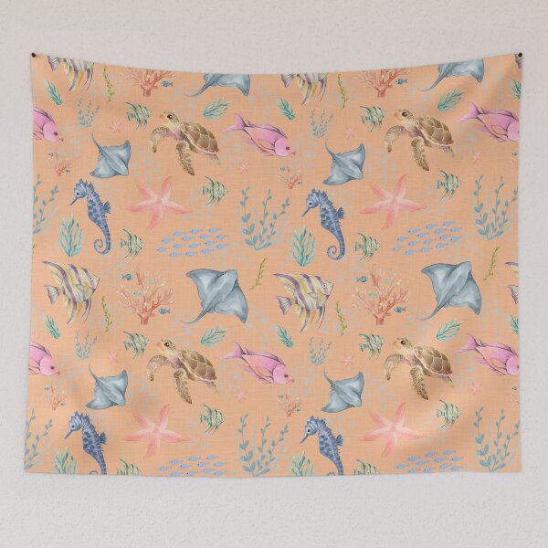 Item preview, Watercolor Ocean Life Textured Light Orange designed and sold by KSimpson838.