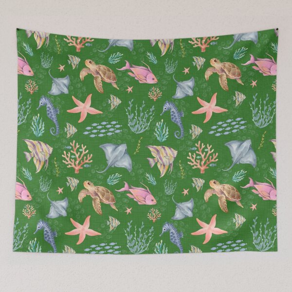 Item preview, Watercolor Ocean Life Textured Green designed and sold by KSimpson838.