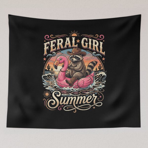 Item preview, Raccoon Cowboy Flamingo Summer Float Adventure designed and sold by snowry.