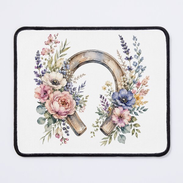 Item preview, Floral Horseshoe Watercolor Art designed and sold by PetalGarden.