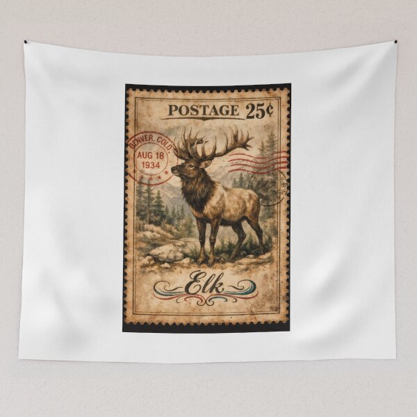 Item preview, Wall Art - Postcard - Vintage Elk – Denver Postmark 1934 designed and sold by ForeverPrintsOK.