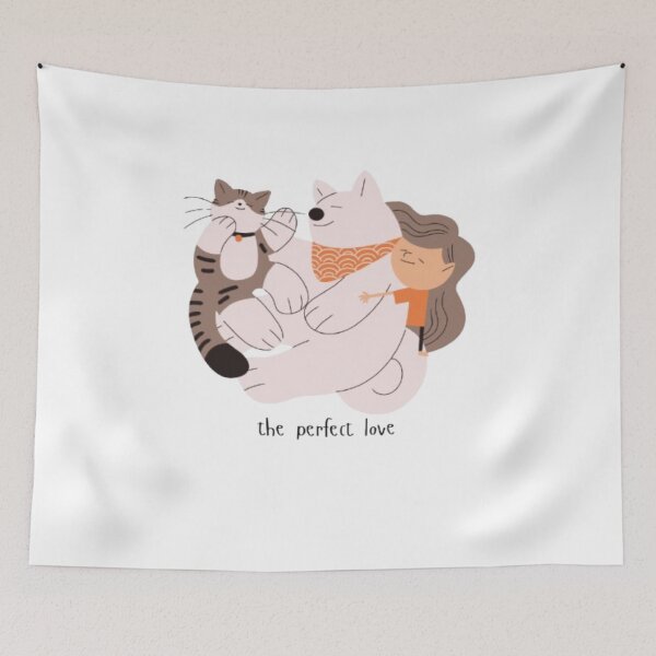 Item preview, The Perfect Love Pet Cuddle | Cute Girl Hugging Cat and Dog | Gift for Animal Lovers & Pet Moms designed and sold by SOLIORA  ATELIER.