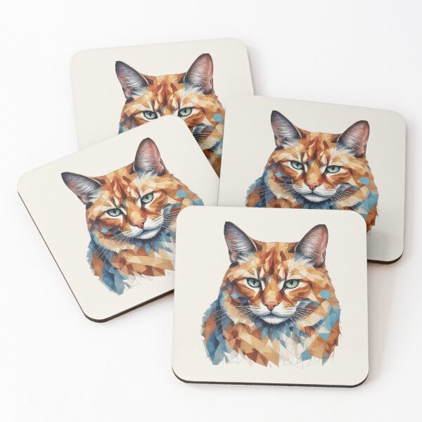 Item preview, Orange Cat Geometric Art – Modern Pet Art designed and sold by Tklezardesigns.