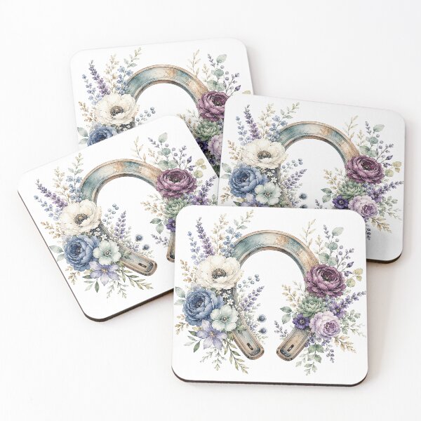 Item preview, Floral Horseshoe Watercolor Art designed and sold by PetalGarden.