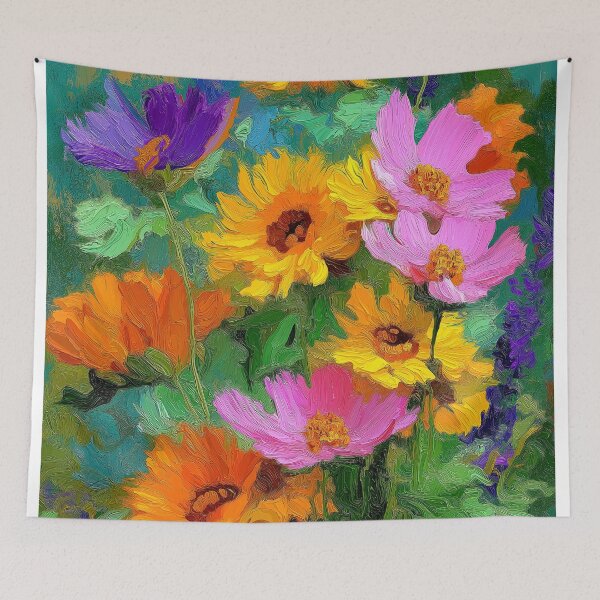 Item preview, Wild Summer Flowers Oil Painting Colorful Garden Floral Wall Art Print designed and sold by Artistic Gift Print.
