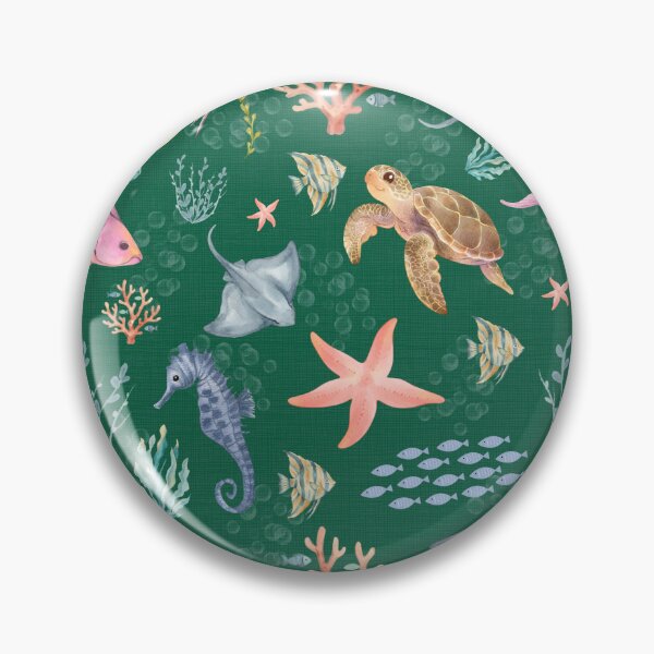 Item preview, Watercolor Ocean Life Textured Dark Green designed and sold by KSimpson838.