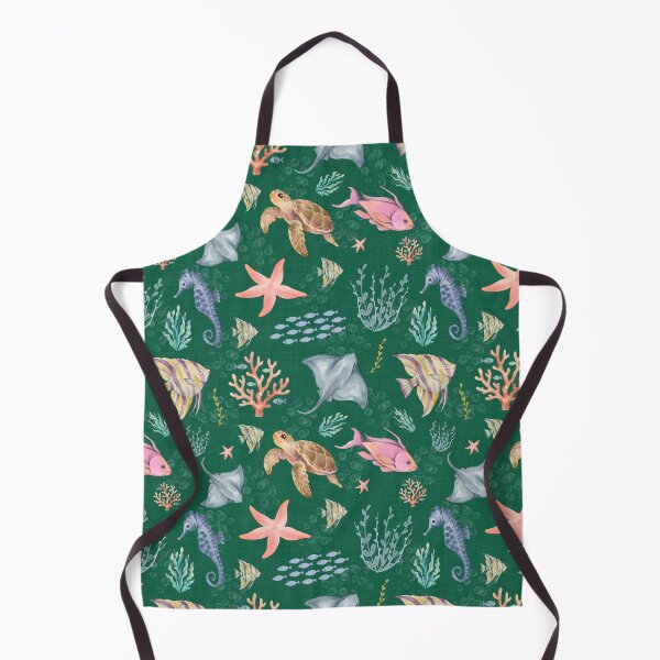 Item preview, Watercolor Ocean Life Textured Dark Green designed and sold by KSimpson838.