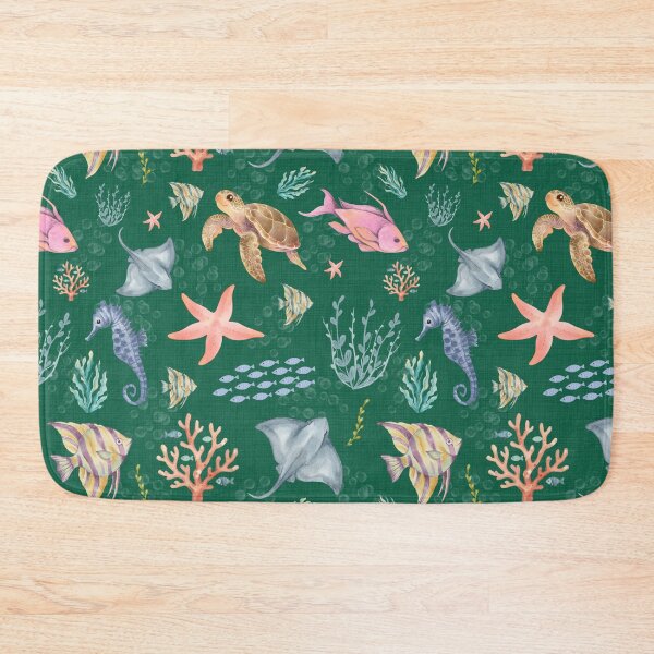 Item preview, Watercolor Ocean Life Textured Dark Green designed and sold by KSimpson838.