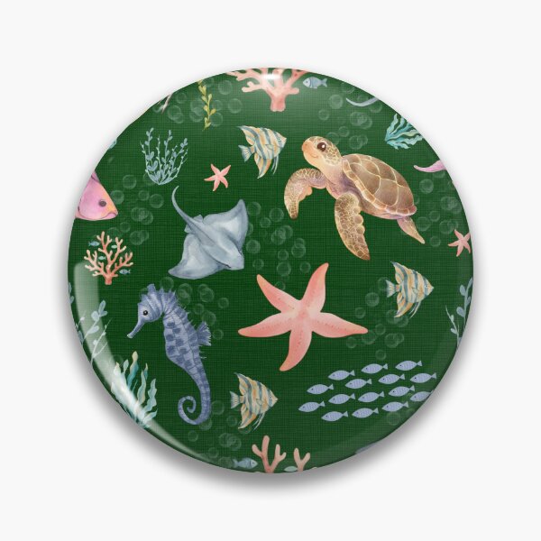 Item preview, Watercolor Ocean Life Textured Forest Green designed and sold by KSimpson838.