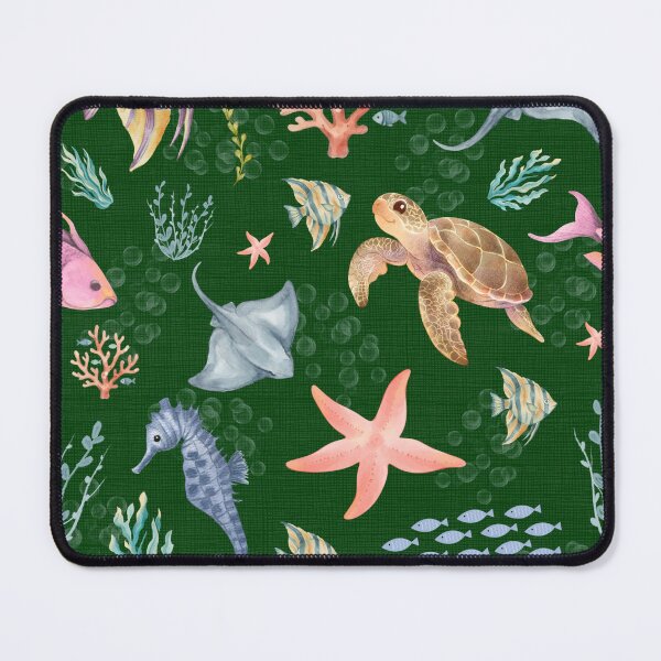 Item preview, Watercolor Ocean Life Textured Forest Green designed and sold by KSimpson838.